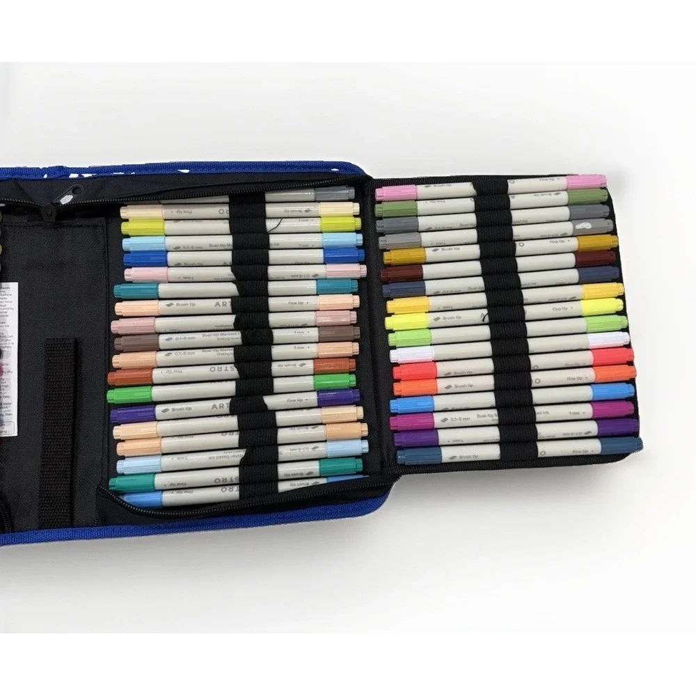 Artistro 72 Marker Set Dual-Tip Multicolor, Fine Tip & Brush Tip, Zipper Case
